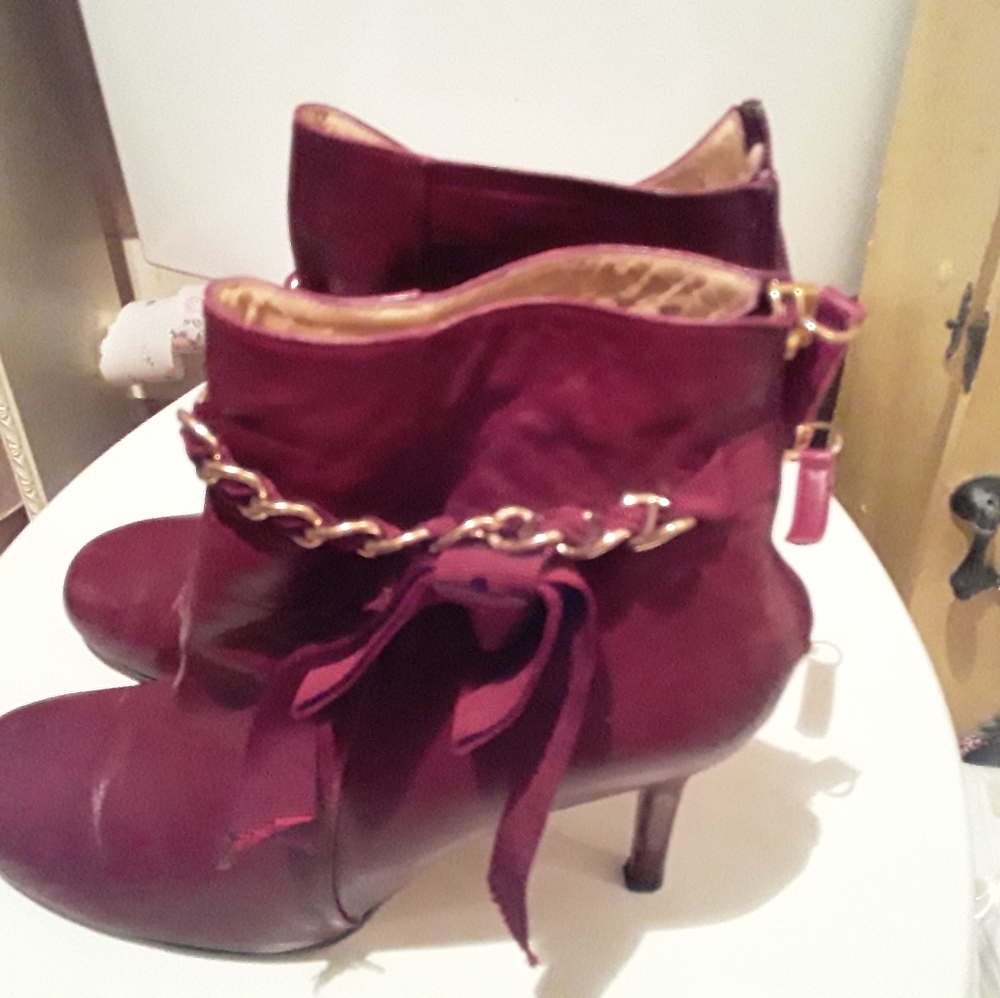 Kate Spade maroon ankle boots.